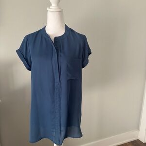 SIMPLY VERA Women's Blue Short Sleeve Blouse-Size M